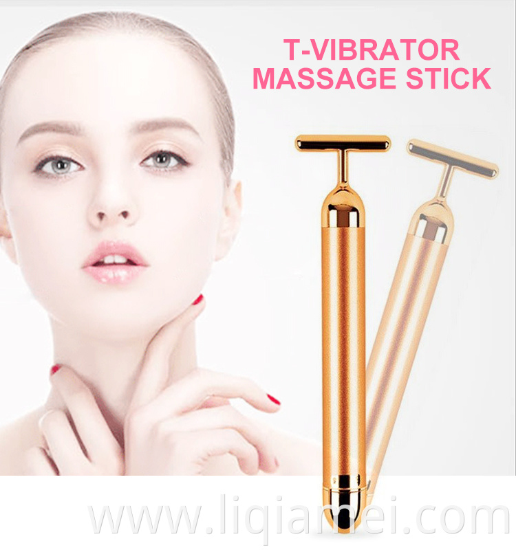 Mini electric vibration 24k gold bar facial massager energy beauty bar